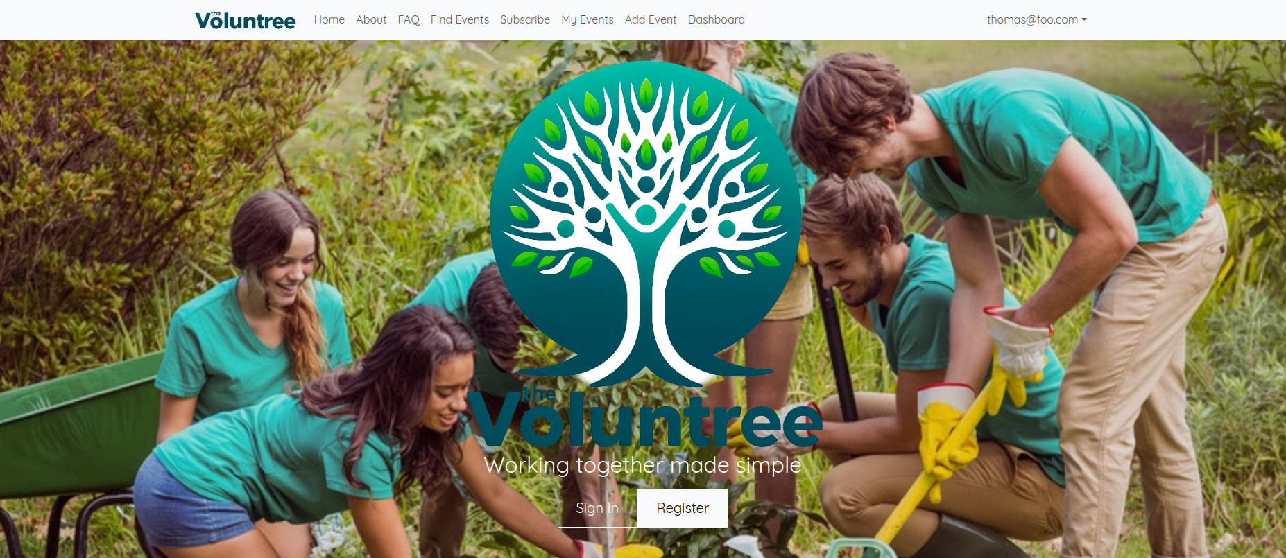 Voluntree landing page